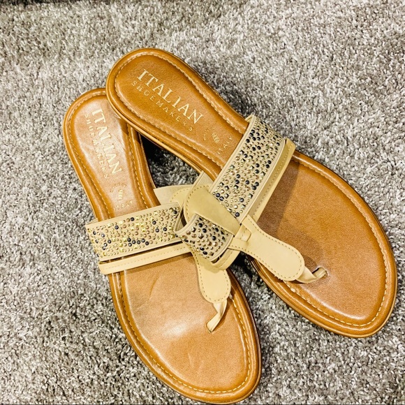 Italian Shoemakers Shoes - {ITALIAN SHOEMAKERS} Tan Studded Sandals